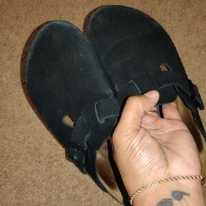 Black Suede Slip-On Comfort Clogs